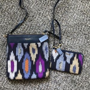 COACH Purple Ikat Crossbody and Wristlet Set